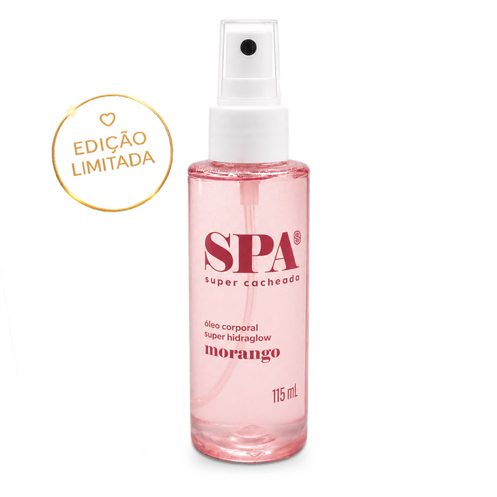 Super Cacheada Óleo Corporal Super HidraGlow Strawberry SPA lightweight body oil with vitamin E – Buy now at MKPBR.COM – Worldwide Shipping