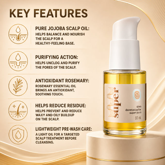 Super Cacheada Óleo Dermocapilar Super Puro with Pure Jojoba Seed Oil – Buy now at MKPBR.COM – Worldwide Shipping