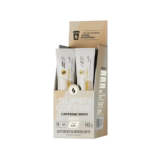 SuperCoffee Beijinho To Go Box - 14 Sachets - Coconut candy functional blend for portable energy, focus & retail display – Buy now at MKPBR.COM – Worldwide Shipping