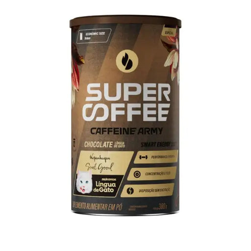 SuperCoffee Chocolate "Língua de Gato" Functional Blend, Energy & Focus - 13.40 oz (380g) - Delicious blend for sustained energy boost – Buy now at MKPBR.COM – Worldwide Shipping