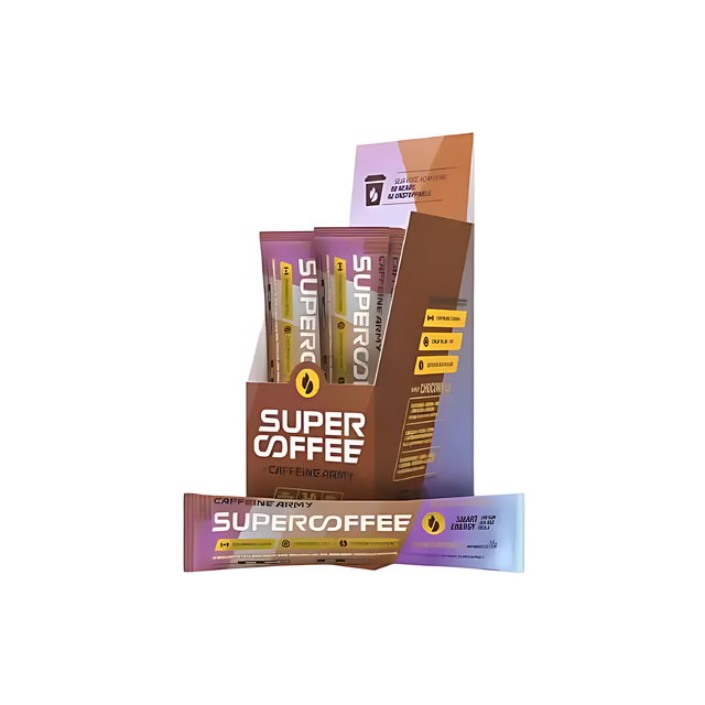 SuperCoffee Choconilla To Go Box - 14 Sachets - Chocolate vanilla latte blend for portable energy, focus & retail display – Buy now at MKPBR.COM – Worldwide Shipping