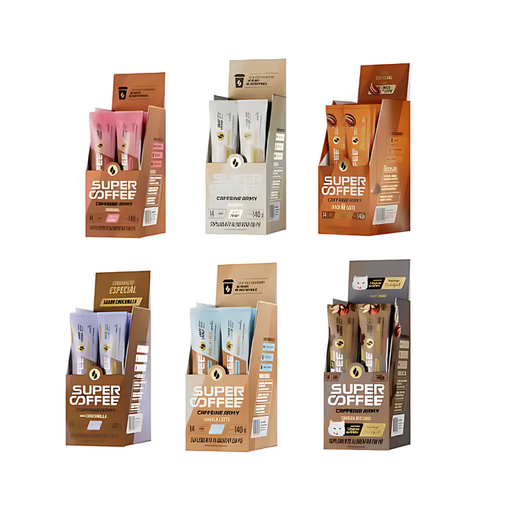SuperCoffee To Go Box - 14 Individual Functional Sachets - Portable energy, focus, and wellness for on-the-go lifestyles and ideal for retail display – Buy now at MKPBR.COM – Worldwide Shipping