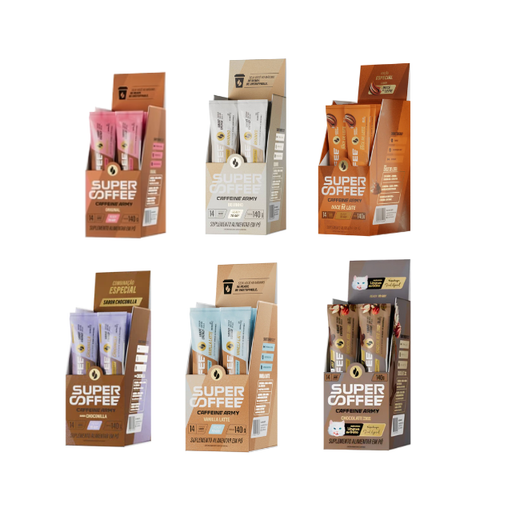 SuperCoffee To Go Box - 14 Individual Functional Sachets - Portable energy, focus, and wellness for on-the-go lifestyles and ideal for retail display – Buy now at MKPBR.COM – Worldwide Shipping