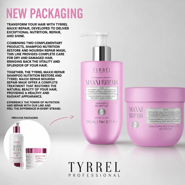 Tyrrel Maxxi Repair Kit featuring exclusive Amino Repair technology for damaged hair – Buy now at MKPBR.COM – Worldwide Shipping
