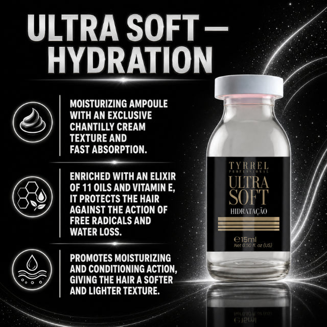 Tyrrel Professional Ultra Soft Hydration Ampoule 15 ml with 11-oil elixir for water loss protection – Buy now at MKPBR.COM – Worldwide Shipping