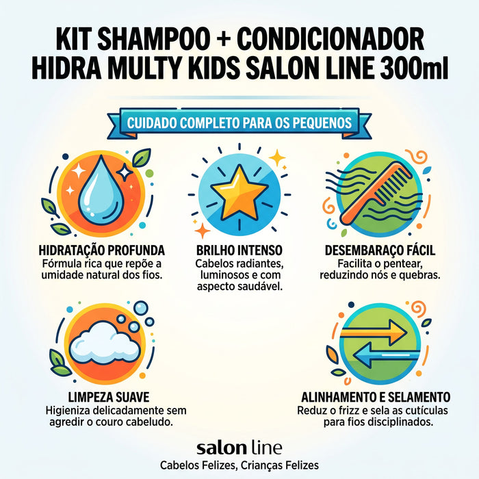 Salon Line Hidra Multy Kids Shampoo & Conditioner Kit – detail – Buy now at MKPBR.COM – Worldwide Shipping