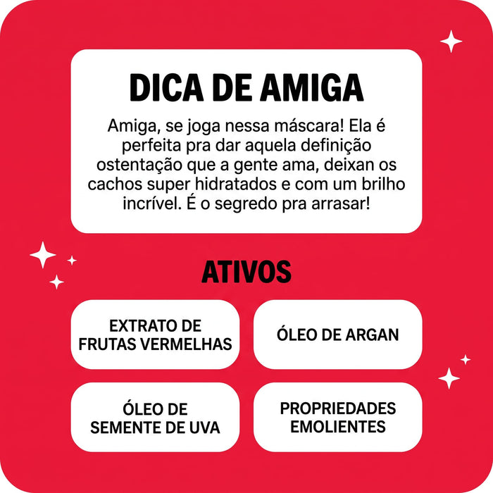 Salon Line Cachos Ostentação Curl Definition Hair Mask – back label – Buy now at MKPBR.COM – Worldwide Shipping