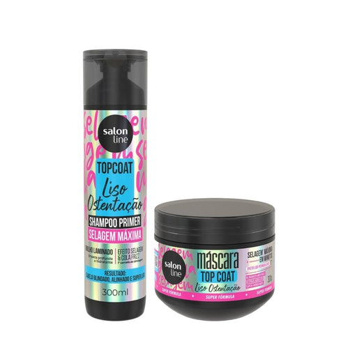 Salon Line Meu Liso Top Coat Shampoo & Mask Duo – Brazilian Glass-Hair Sealing System for Mirror Shine – Buy now at MKPBR.COM – Worldwide Shipping