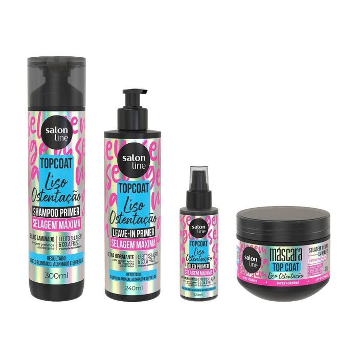 Salon Line Meu Liso Ostentação Top Coat Wash & Finish Kit 4-Piece Brazilian Sleek-Hair System – Buy now at MKPBR.COM – Worldwide Shipping