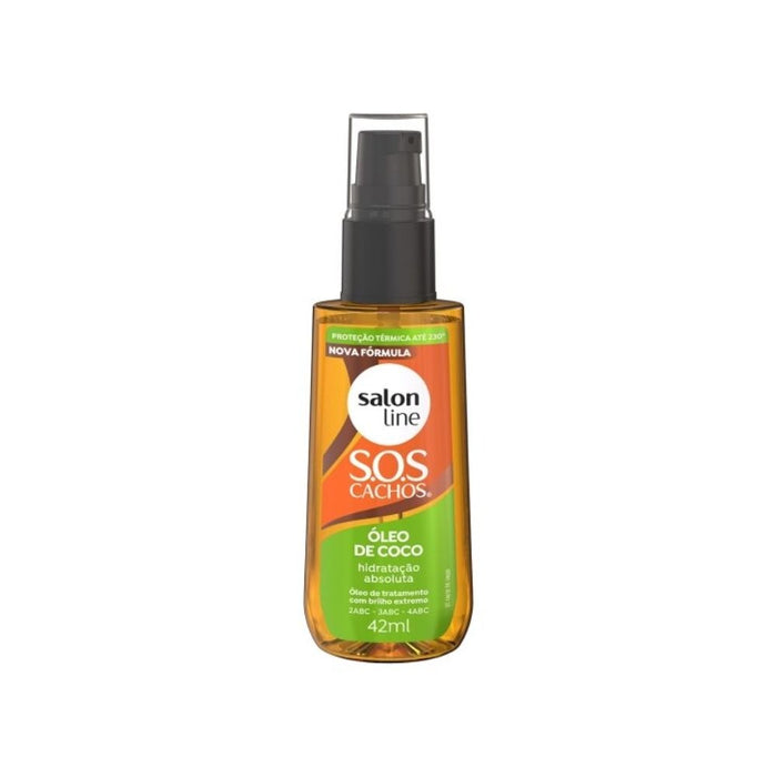 Salon Line S.O.S Cachos Coconut Oil Treatment Oil – front view – Buy now at MKPBR.COM – Worldwide Shipping