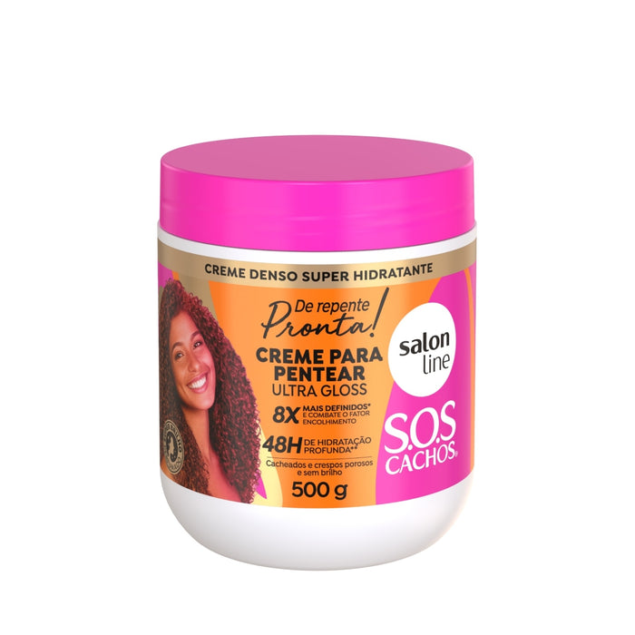 Salon Line S.O.S Cachos De Repente Pronta Ultra Gloss Leave-In Styling Cream – front view – Buy now at MKPBR.COM – Worldwide Shipping