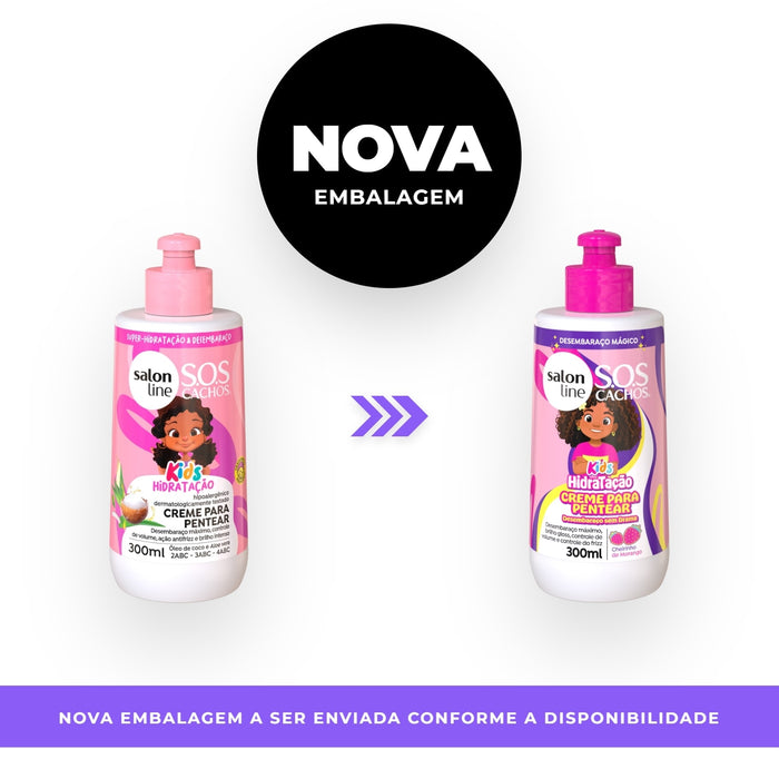 Salon Line S.O.S Cachos Kids Hydration Leave-In Combing Cream – back label – Buy now at MKPBR.COM – Worldwide Shipping