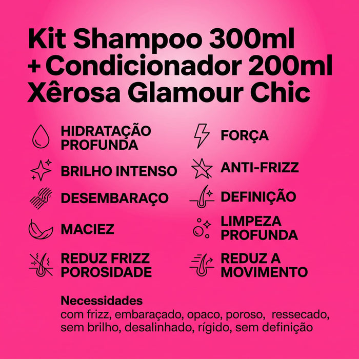 Salon Line Xêrosa Glamour Chic Shampoo & Conditioner Kit – detail – Buy now at MKPBR.COM – Worldwide Shipping
