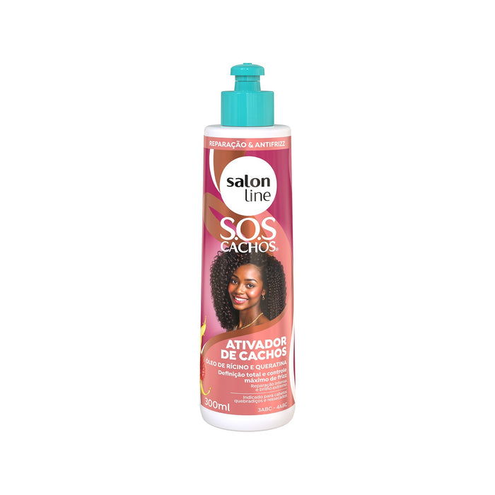 Salon Line S.O.S Cachos Castor Oil & Keratin Curl Activator – front view – Buy now at MKPBR.COM – Worldwide Shipping