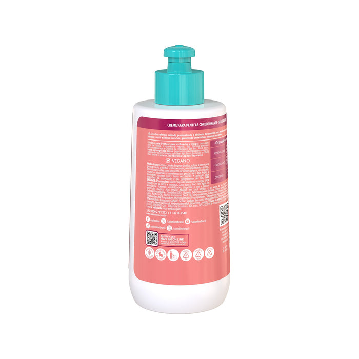 Salon Line S.O.S Cachos Castor Oil & Keratin Leave-In Styling Cream – back label – Buy now at MKPBR.COM – Worldwide Shipping