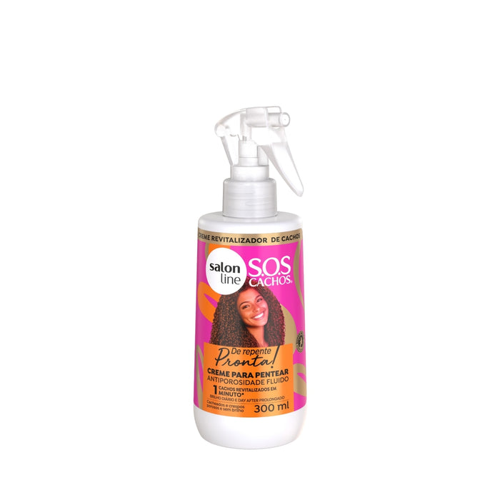 Salon Line S.O.S Cachos De Repente Pronta Anti-Porosity Fluid Leave-In Cream – front view – Buy now at MKPBR.COM – Worldwide Shipping