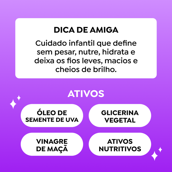 Salon Line Kids Cachinhos Brilhantes Grape Combing Cream – detail – Buy now at MKPBR.COM – Worldwide Shipping