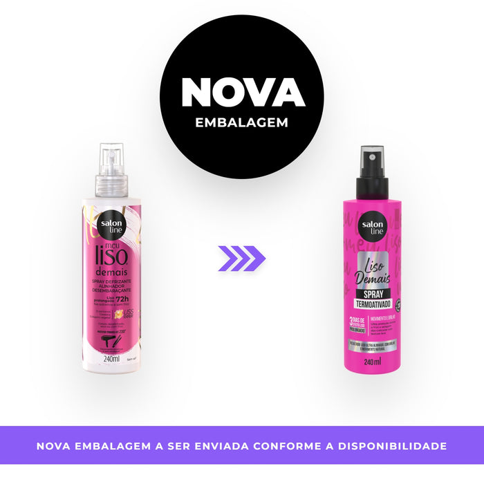 Salon Line Meu Liso Demais Defrizzing Heat Protectant Spray – back label – Buy now at MKPBR.COM – Worldwide Shipping