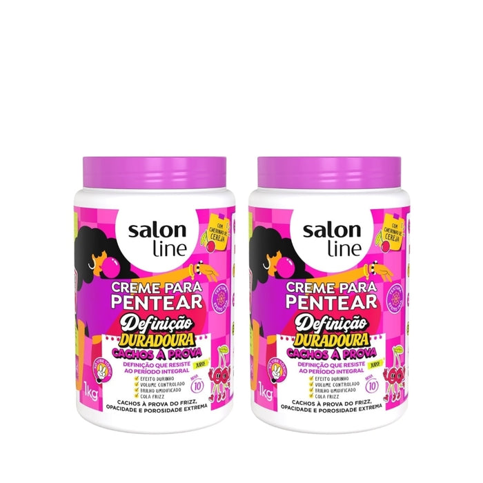 Salon Line Cachos à Prova Definição Duradoura Combing Cream Duo, 2 x 35.27 oz (1 kg), Brazilian leave-in for long-lasting curl definition – Buy now at MKPBR.COM – Worldwide Shipping