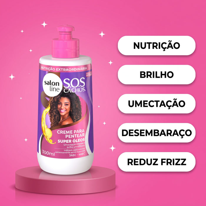 Salon Line S.O.S Cachos Super Oleos Leave-In Styling Cream – detail – Buy now at MKPBR.COM – Worldwide Shipping