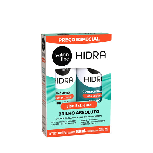 Salon Line Hidra Corn Starch Liso Extremo Shampoo & Conditioner Kit – front view – Buy now at MKPBR.COM – Worldwide Shipping
