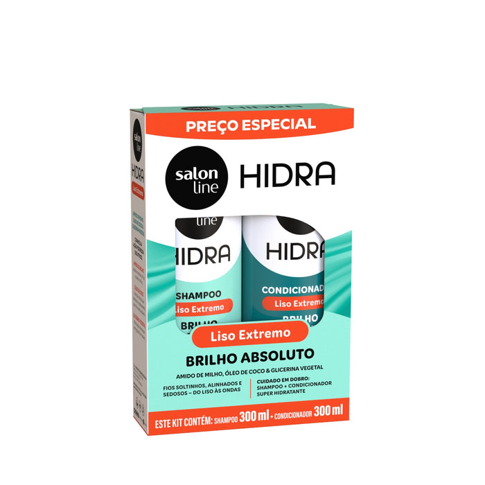 Salon Line Hidra Corn Starch Liso Extremo Shampoo & Conditioner Kit – front view – Buy now at MKPBR.COM – Worldwide Shipping