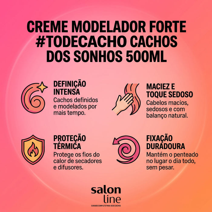 Salon Line #todecacho Cachos dos Sonhos Strong Hold Styling Cream – back label – Buy now at MKPBR.COM – Worldwide Shipping