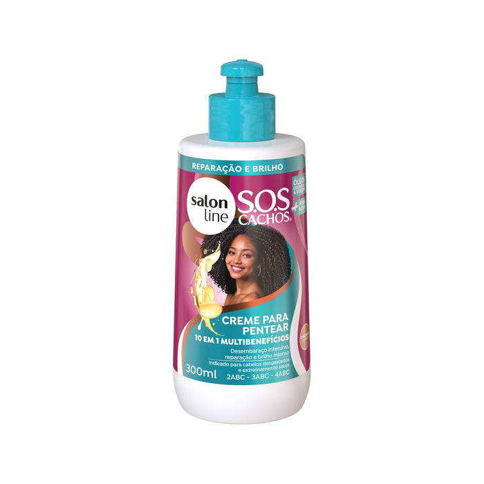 Salon Line S.O.S Cachos 10-in-1 Multibenefit Leave-In Styling Cream – front view – Buy now at MKPBR.COM – Worldwide Shipping