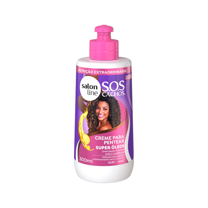 Salon Line S.O.S Cachos Super Oleos Leave-In Styling Cream – front view – Buy now at MKPBR.COM – Worldwide Shipping