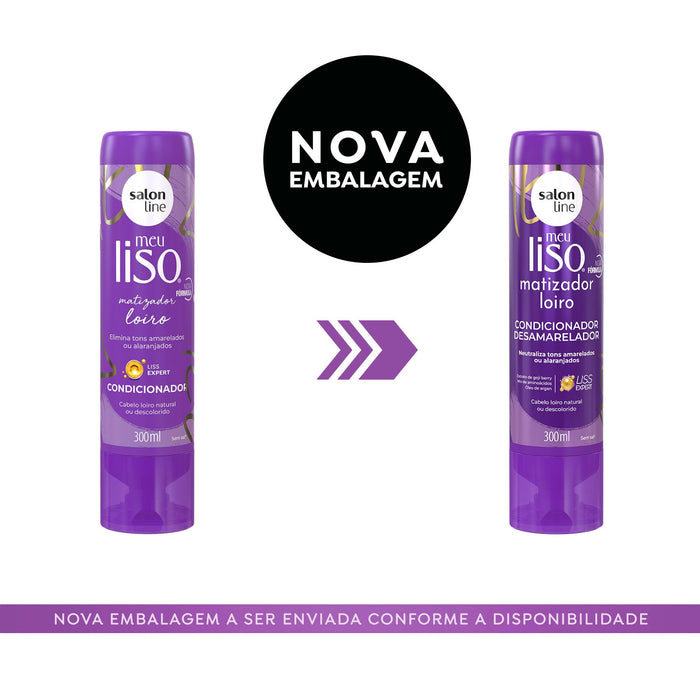 Salon Line Meu Liso Blonde Toning Conditioner – back label – Buy now at MKPBR.COM – Worldwide Shipping
