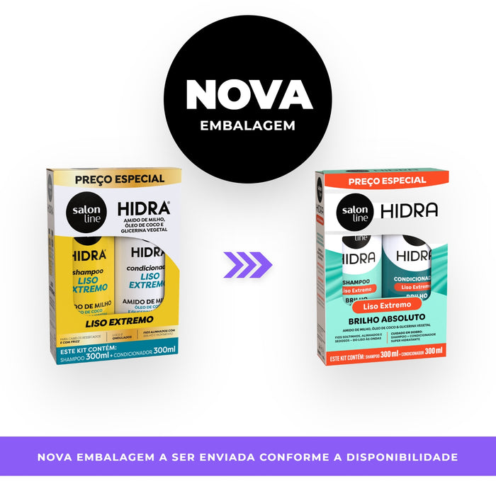 Salon Line Hidra Corn Starch Liso Extremo Shampoo & Conditioner Kit – detail – Buy now at MKPBR.COM – Worldwide Shipping