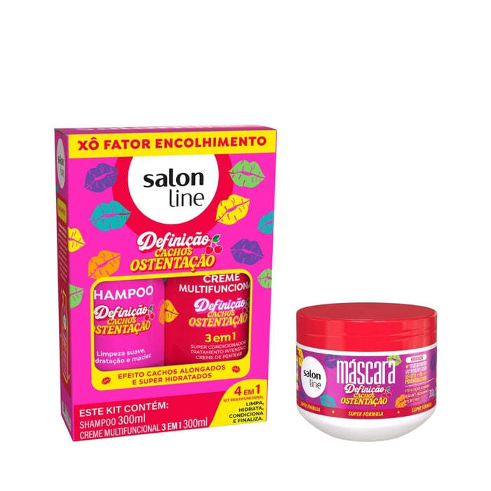 Salon Line Cachos Ostentação Shampoo, Multifunctional Cream & Mask Kit – Buy now at MKPBR.COM – Worldwide Shipping