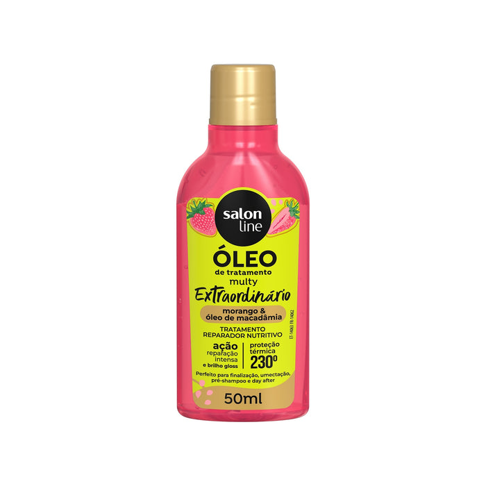 Salon Line Cachos dos Sonhos Multy Extraordinário Strawberry & Macadamia Treatment Oil – front view – Buy now at MKPBR.COM – Worldwide Shipping
