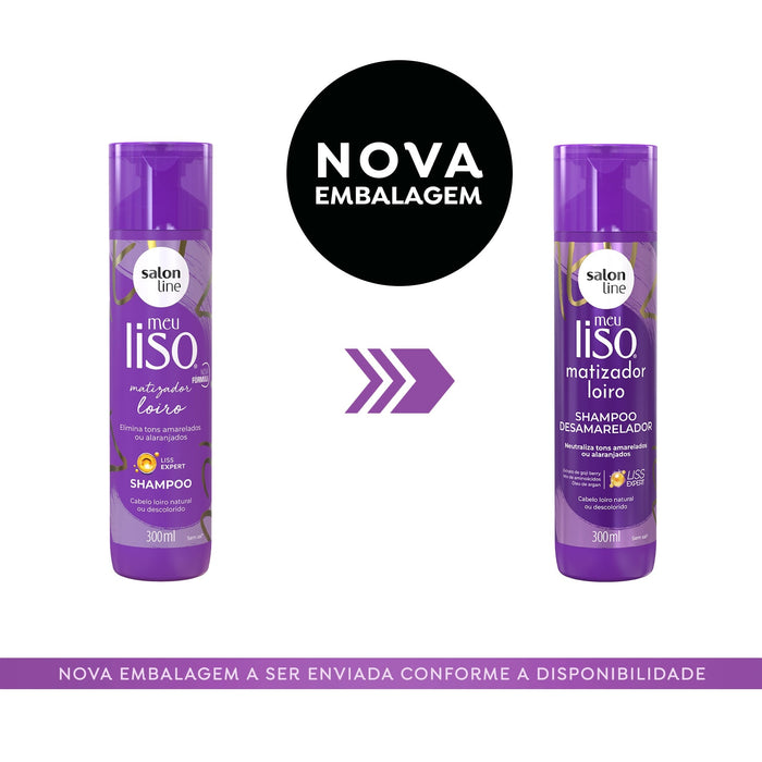 Salon Line Meu Liso Blonde Toning Shampoo – back label – Buy now at MKPBR.COM – Worldwide Shipping