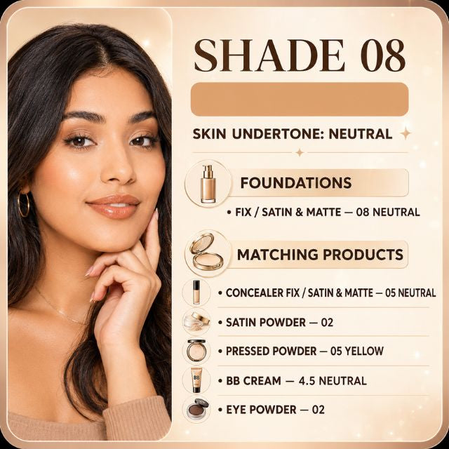 Vizzela Fix Liquid Foundation – 18 Shades, Medium Coverage, Long-Lasting & Water-Resistant – 1.01 fl oz (30ml)