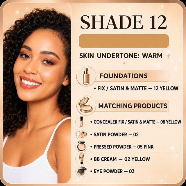 Vizzela Fix Liquid Foundation – 18 Shades, Medium Coverage, Long-Lasting & Water-Resistant – 1.01 fl oz (30ml)