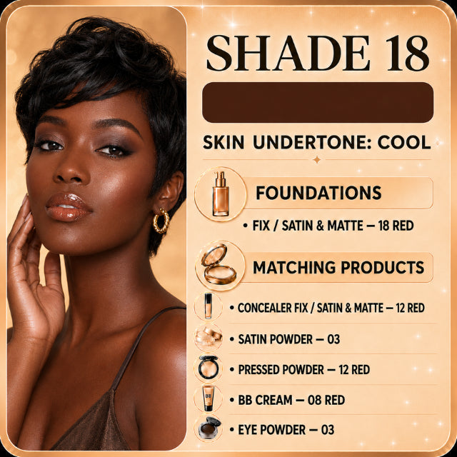 Vizzela Fix Liquid Foundation – 18 Shades, Medium Coverage, Long-Lasting & Water-Resistant – 1.01 fl oz (30ml)