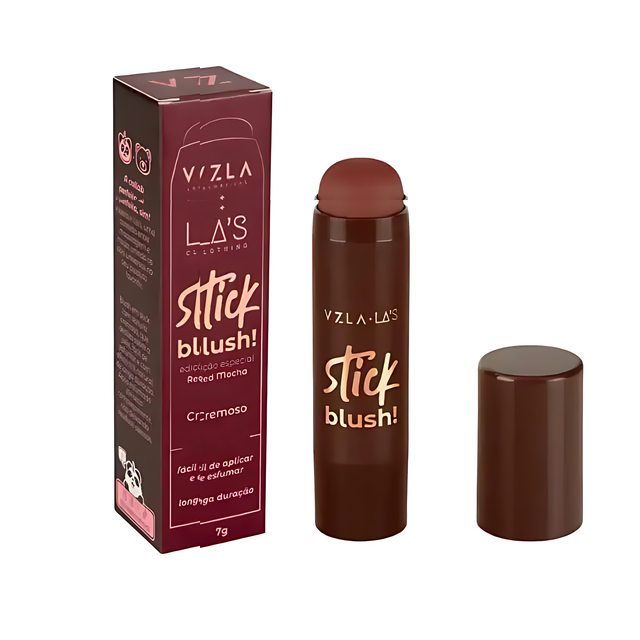 Vizzela + La's Red Mocha Cream Blush Stick – Long-Lasting & Vegan – 0.25 oz (7g) – Buy now at MKPBR.COM – Worldwide Shipping