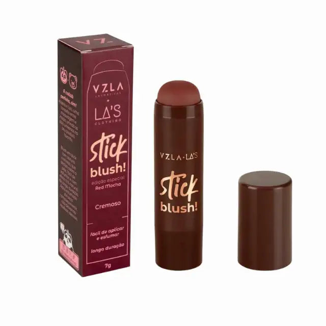 Vizzela + La's Red Mocha Cream Blush Stick – Long-Lasting & Vegan – 0.25 oz (7g) – Buy now at MKPBR.COM – Worldwide Shipping