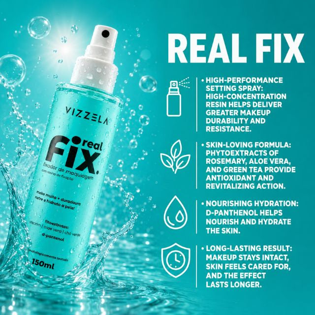 Vizzela Real Fix Makeup Setting Spray High-Performance Fixation – Buy now at MKPBR.COM – Worldwide Shipping