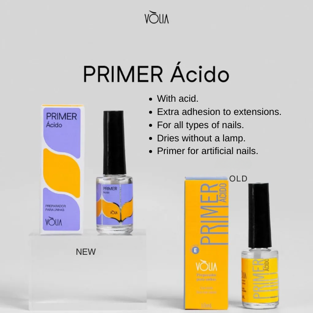 Vòlia Acid Primer 10ml for maximum adhesion enriched with Vitamin E for nail health – Buy now at MKPBR.COM – Worldwide Shipping
