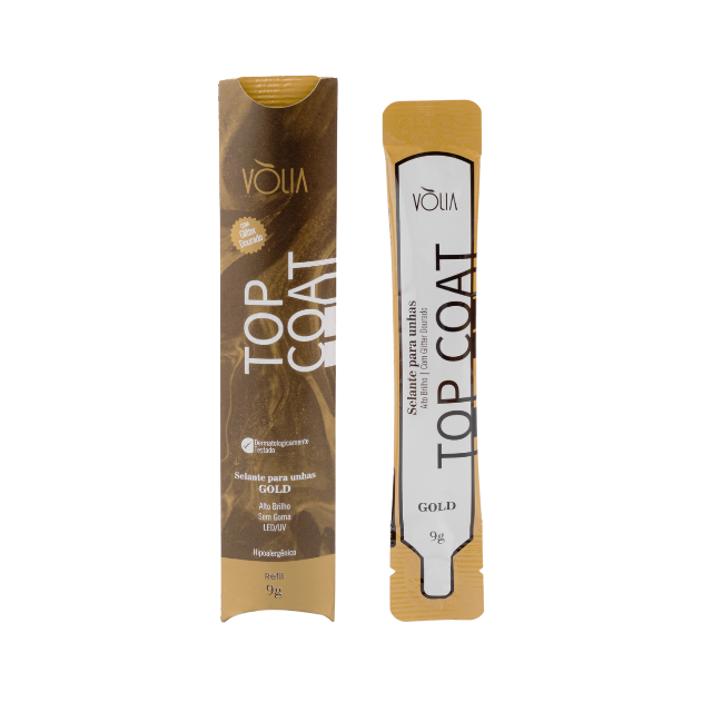 Vòlia Top Coat Gold glitter sealer available in sachet for luxurious finishes – Buy now at MKPBR.COM – Worldwide Shipping