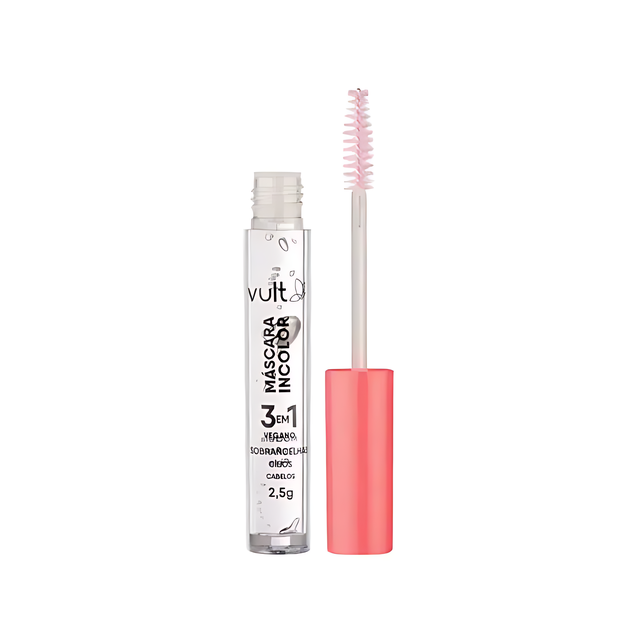 Close-up of the Vult 3-in1 Clear Mascara's precise applicator wand, designed for defining and separating lashes and shaping brows– Buy now at MKPBR.COM – Worldwide Shipping