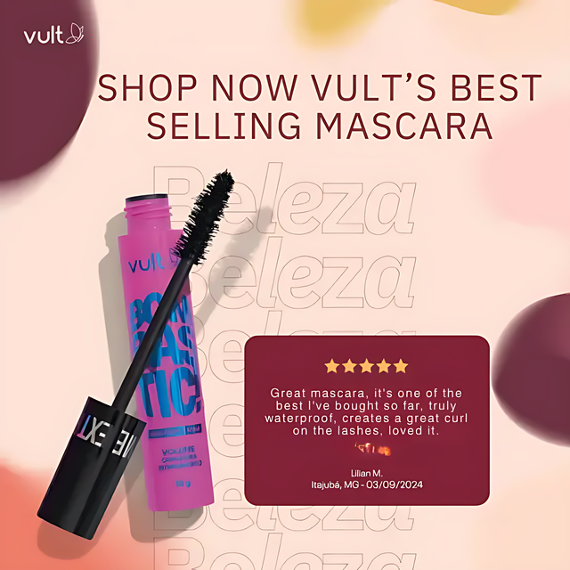 Vult Extreme Bombastic! Waterproof Mascara with a 5-star customer review, praising its waterproof formula and curl-enhancing effect, a true bestseller – Buy now at MKPBR.COM – Worldwide Shipping