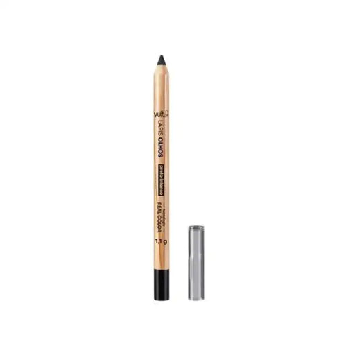 Vult Eye Pencil in Intense Black, 0.04 oz (1.1g), product shot with cap removed, emphasizing its sharp tip for precise, long-lasting lines.– Buy now at MKPBR.COM – Worldwide Shipping