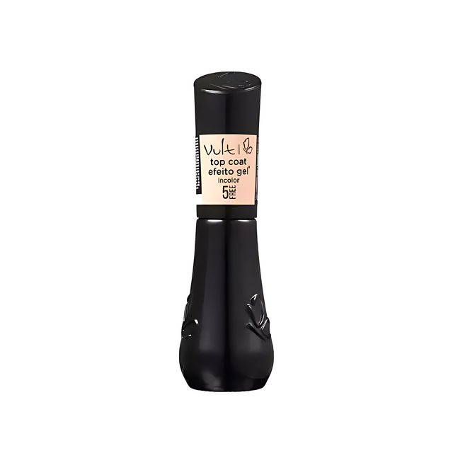 Vult Nail Polish Top Coat 5Free with gel effect, clear formula in a sleek black bottle, 0.27 fl oz- Buy Now at MKPBR.com - Worldwide Shipping