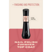 Vult Nail Polish Top Coat 5Free with gel effect, showcasing "Finish and Protection" and "Long Duration" benefits – Buy Now at MKPBR.com - Worldwide Shipping