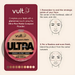 Vult Ultrafine Matte Compact Powder in a sleek pink compact, demonstrating application instructions for sealing strategic face points and blending for a flawless, even finish. Features Vitamin E, oil-free, vegan, and Real Color Technology, with small color swatches at the bottom – Buy now at MKPBR.COM – Worldwide Shipping