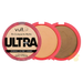 Three Vult Ultrafine Matte Compact Powder compacts; Compacto Matte Ultra Fino, elegantly lined up to showcase a harmonious display of light, medium, and dark shades. The front compact emphasizes features like Vitamin E, oil-free, vegan, and Real Color Technology – Buy now at MKPBR.COM – Worldwide Shipping