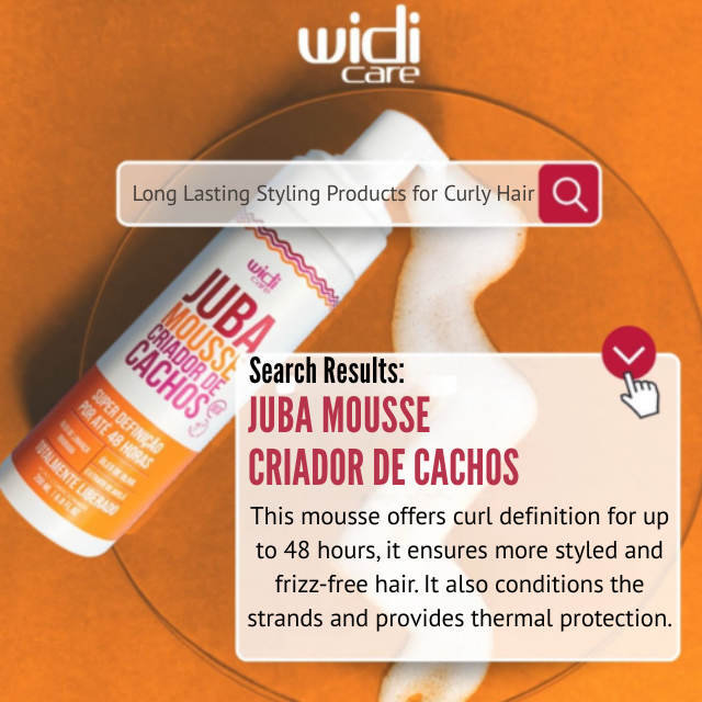 Widi Care Juba Mousse Criador De Cachos Curl Creator & Finishing Mousse for Wavy, Curly & Coily Hair – 6.76 fl oz (200ml) – Authentic Brazilian curl styling – Buy now at MKPBR.COM – Worldwide Shipping